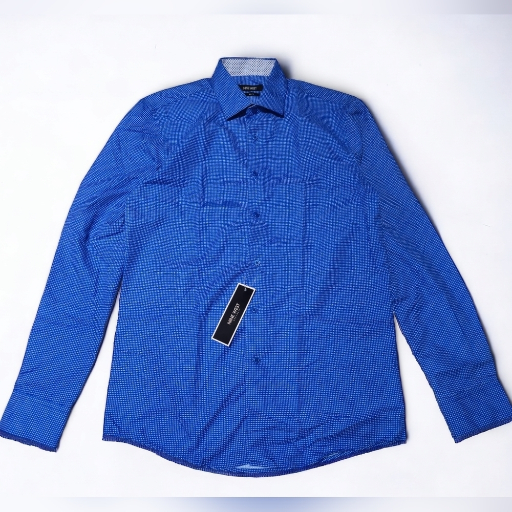 Nine West Men's Button Down Blue [M15-15 1/2 34/35]